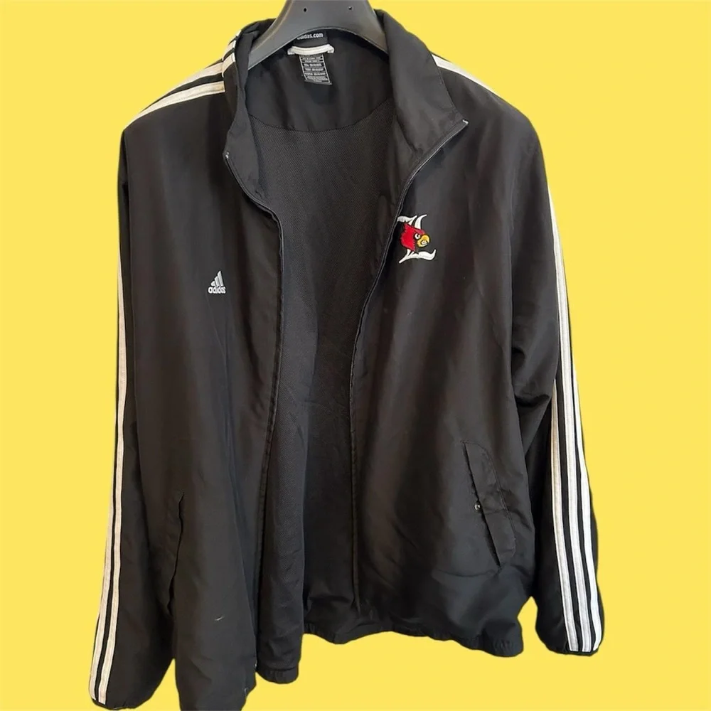 Vintage Adidas Lined Louisville Cardinals Windbreaker Jacket / Track Jacket - Picture 3 of 8